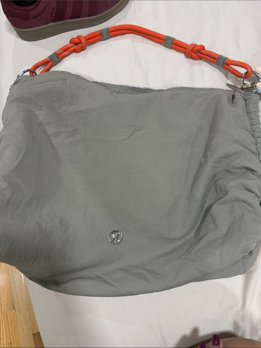 lululemon athletica Gray Hobo Bag with Orange Rope Handle